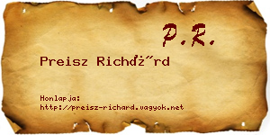 Preisz Richárd névjegykártya